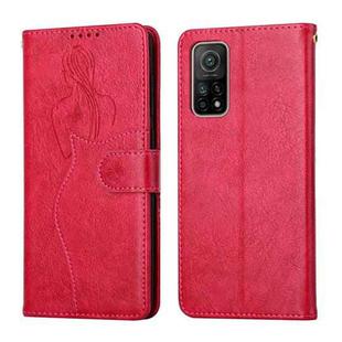 For Xiaomi Mi 10T 5G / 10T Pro 5G Beauty Girl Embossing Pattern Horizontal Flip Leather Case with Holder & Card Slot & Wallet & Photo Frame(Red)