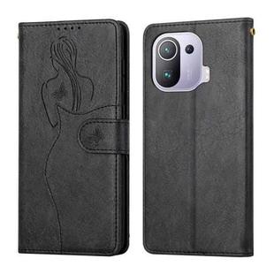 For Xiaomi Mi 11 Pro Beauty Girl Embossing Pattern Horizontal Flip Leather Case with Holder & Card Slot & Wallet & Photo Frame(Black)