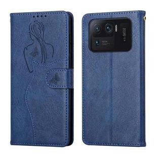 For Xiaomi Mi 11 Ultra Beauty Girl Embossing Pattern Horizontal Flip Leather Case with Holder & Card Slot & Wallet & Photo Frame(Blue)