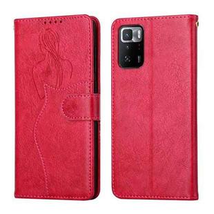 For Xiaomi Poco X3 GT Beauty Girl Embossing Pattern Horizontal Flip Leather Case with Holder & Card Slot & Wallet & Photo Frame(Red)