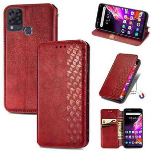 For Infinix Hot 10T Cubic Grid Pressed Horizontal Flip Magnetic PU Leather Case with Holder & Card Slots & Wallet(Red)
