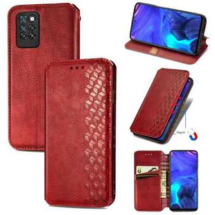 For Infinix Note 10 Pro Cubic Grid Pressed Horizontal Flip Magnetic PU Leather Case with Holder & Card Slots & Wallet(Red)