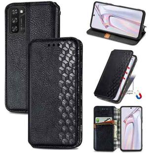 For Blackview A100 Cubic Grid Pressed Horizontal Flip Magnetic PU Leather Case with Holder & Card Slots & Wallet(Black)