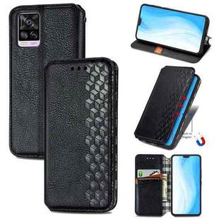 For vivo S7 Cubic Grid Pressed Horizontal Flip Magnetic PU Leather Case with Holder & Card Slots & Wallet(Black)