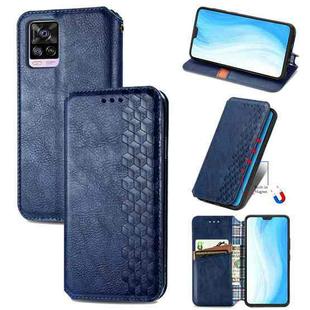 For vivo S7 Cubic Grid Pressed Horizontal Flip Magnetic PU Leather Case with Holder & Card Slots & Wallet(Blue)
