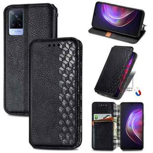 For vivo V21 Cubic Grid Pressed Horizontal Flip Magnetic PU Leather Case with Holder & Card Slots & Wallet(Black)