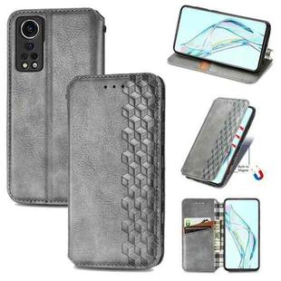 For ZTE Axon 30 5G Cubic Grid Pressed Horizontal Flip Magnetic PU Leather Case with Holder & Card Slots & Wallet(Grey)