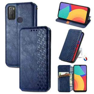 For Alcatel 1S 2021 Cubic Grid Pressed Horizontal Flip Magnetic PU Leather Case with Holder & Card Slots & Wallet(Blue)