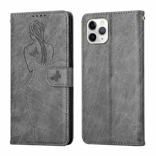 For iPhone 11 Pro Max Beauty Girl Embossing Pattern Horizontal Flip Leather Case with Holder & Card Slot & Wallet & Photo Frame (Grey)