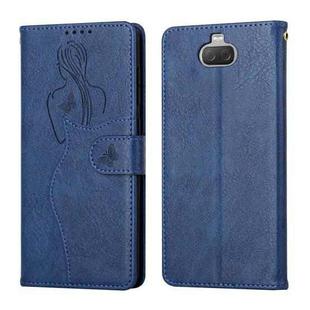 For Sony Xperia 20 Beauty Girl Embossing Pattern Horizontal Flip Leather Case with Holder & Card Slot & Wallet & Photo Frame(Blue)