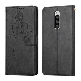 For Sony Xperia 1 / Xperia XZ4 Beauty Girl Embossing Pattern Horizontal Flip Leather Case with Holder & Card Slot & Wallet & Photo Frame(Black)
