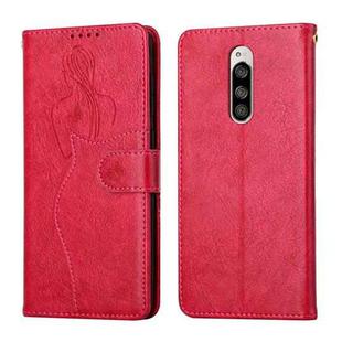 For Sony Xperia 1 / Xperia XZ4 Beauty Girl Embossing Pattern Horizontal Flip Leather Case with Holder & Card Slot & Wallet & Photo Frame(Red)