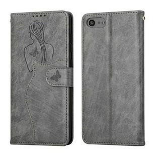 For Sony Xperia XZ4 Compact Beauty Girl Embossing Pattern Horizontal Flip Leather Case with Holder & Card Slot & Wallet & Photo Frame(Gray)