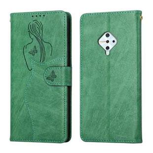 For vivo S1 Pro Beauty Girl Embossing Pattern Horizontal Flip Leather Case with Holder & Card Slot & Wallet & Photo Frame(Green)