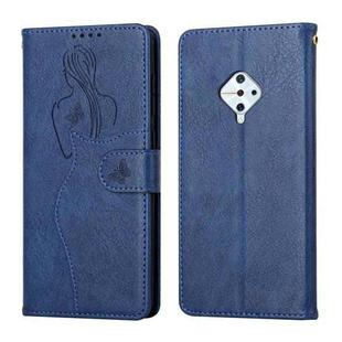 For vivo S1 Pro Beauty Girl Embossing Pattern Horizontal Flip Leather Case with Holder & Card Slot & Wallet & Photo Frame(Blue)