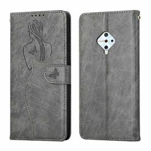 For vivo S1 Pro Beauty Girl Embossing Pattern Horizontal Flip Leather Case with Holder & Card Slot & Wallet & Photo Frame(Gray)