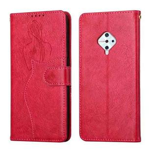For vivo S1 Pro Beauty Girl Embossing Pattern Horizontal Flip Leather Case with Holder & Card Slot & Wallet & Photo Frame(Red)