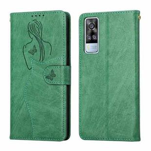 For vivo Y51 / Y31 Beauty Girl Embossing Pattern Horizontal Flip Leather Case with Holder & Card Slot & Wallet & Photo Frame(Green)