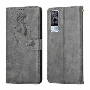 For vivo Y51 / Y31 Beauty Girl Embossing Pattern Horizontal Flip Leather Case with Holder & Card Slot & Wallet & Photo Frame(Gray)