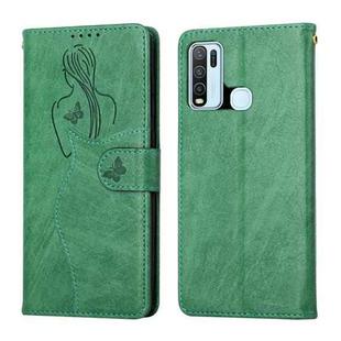 For vivo Y50 / Y30 Beauty Girl Embossing Pattern Horizontal Flip Leather Case with Holder & Card Slot & Wallet & Photo Frame(Green)
