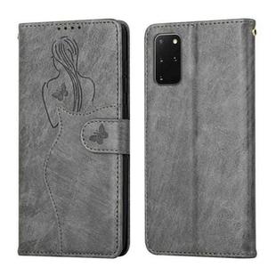 For Samsung Galaxy S20+ Beauty Girl Embossing Pattern Horizontal Flip Leather Case with Holder & Card Slot & Wallet & Photo Frame(Grey)