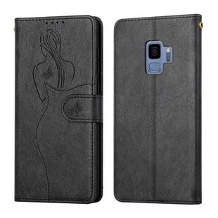 For Samsung Galaxy S9 Beauty Girl Embossing Pattern Horizontal Flip Leather Case with Holder & Card Slot & Wallet & Photo Frame(Black)