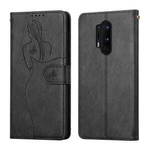 For OnePlus 8 Pro Beauty Girl Embossing Pattern Horizontal Flip Leather Case with Holder & Card Slot & Wallet & Photo Frame(Black)