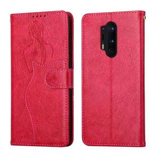 For OnePlus 8 Pro Beauty Girl Embossing Pattern Horizontal Flip Leather Case with Holder & Card Slot & Wallet & Photo Frame(Red)