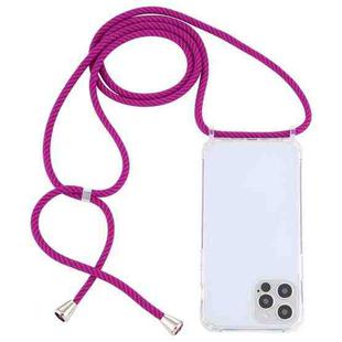 For iPhone 13 Pro Max Transparent Acrylic Airbag Shockproof Phone Protective Case with Lanyard (Rose Purple)