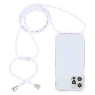 For iPhone 13 Pro Max Transparent Acrylic Airbag Shockproof Phone Protective Case with Lanyard (White Gold)
