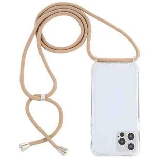 For iPhone 13 Pro Max Transparent Acrylic Airbag Shockproof Phone Protective Case with Lanyard (Camel)
