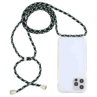 For iPhone 13 Pro Transparent Acrylic Airbag Shockproof Phone Protective Case with Lanyard (Green Beige Black)