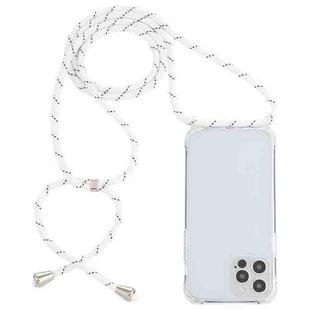 For iPhone 13 Pro Transparent Acrylic Airbag Shockproof Phone Protective Case with Lanyard (White Grey Fine Lines)