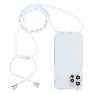 For iPhone 13 Transparent Acrylic Airbag Shockproof Phone Protective Case with Lanyard(White Gold)