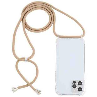 For iPhone 13 Transparent Acrylic Airbag Shockproof Phone Protective Case with Lanyard(Camel)
