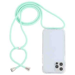 For iPhone 13 Transparent Acrylic Airbag Shockproof Phone Protective Case with Lanyard(Mint Green)