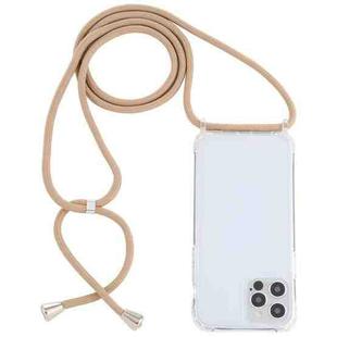 For iPhone 13 mini Transparent Acrylic Airbag Shockproof Phone Protective Case with Lanyard (Camel)