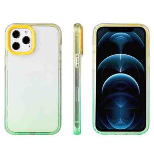 For iPhone 12 mini Candy Gradient Flat Surface TPU + PC Shockproof Case (Green Yellow)