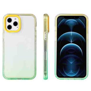 For iPhone 12 / 12 Pro Candy Gradient Flat Surface TPU + PC Shockproof Case(Green Yellow)