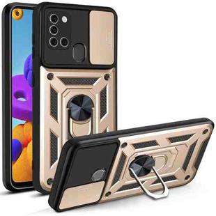For Samsung Galaxy A21s Sliding Camera Cover Design TPU+PC Protective Case(Gold)
