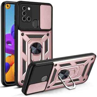 For Samsung Galaxy A21s Sliding Camera Cover Design TPU+PC Protective Case(Rose Gold)