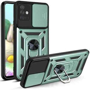 For Samsung Galaxy A71 Sliding Camera Cover Design TPU+PC Protective Case(Dark Green)