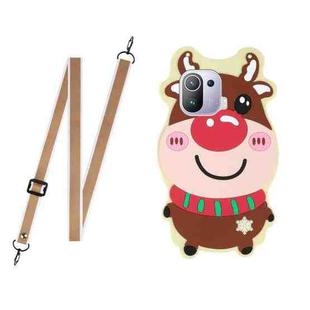 For Xiaomi Mi 11 Pro Christmas Series Silicone Shockproof Case with Neck Lanyard(Elk)