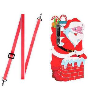 For Xiaomi Mi 10 Christmas Series Silicone Shockproof Case with Neck Lanyard(Santa Claus)