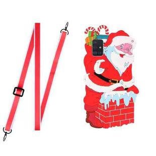 For Xiaomi Mi 10 Lite Christmas Series Silicone Shockproof Case with Neck Lanyard(Santa Claus)