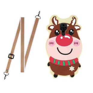 For Xiaomi Redmi Note 9 / Redmi 10X 4G Christmas Series Silicone Shockproof Case with Neck Lanyard(Elk)