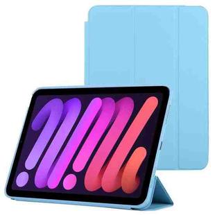 For iPad mini 6 3-fold Horizontal Flip Smart Leather Tablet Case with Sleep / Wake-up Function & Holder(Blue)