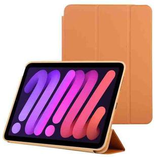 For iPad mini 6 3-fold Horizontal Flip Smart Leather Tablet Case with Sleep / Wake-up Function & Holder(Orange)
