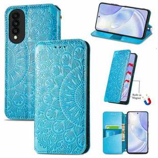 For Huawei nova 8 SE Youth Blooming Mandala Embossed Pattern Magnetic Horizontal Flip Leather Case with Holder & Card Slots & Wallet(Blue)