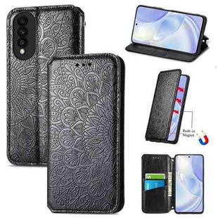 For Huawei nova 8 SE Youth Blooming Mandala Embossed Pattern Magnetic Horizontal Flip Leather Case with Holder & Card Slots & Wallet(Black)